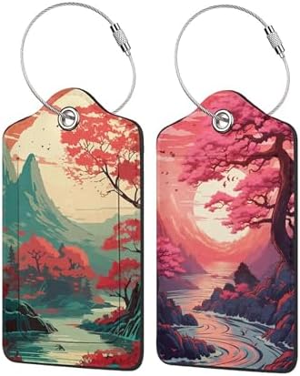 Luggage Tags for Suitcases, 2 Pack Japanese Mountains Travel Tags...
