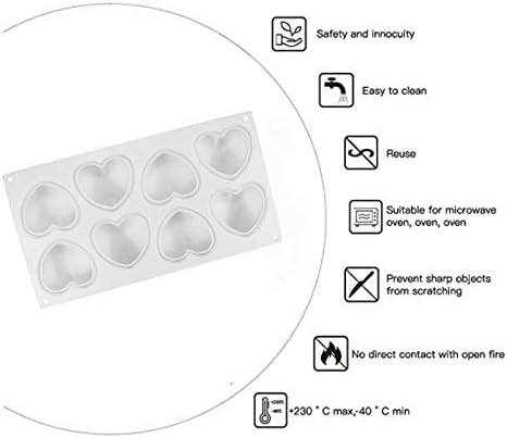 Heart Silicone Chocolate Molds - 3D Mousse Cake Baking Reusable Non-stick Easy Release Mold For Mother's Day Chocolate Cheese Dessert Cheesecake Jelly Soap (8-Cavity)