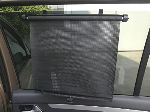 Car Roller Sunshades for Side Window, PVC Retractable Shades for UV Protection, Set of 2 pcs (Large (16x19 Inch))