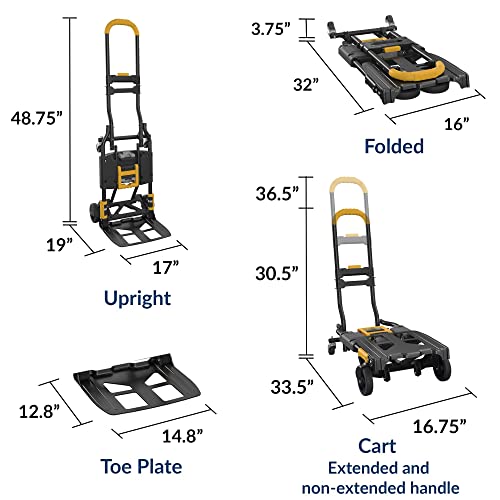 image for COSCO 12225YGB1E 2-in-1 Folding Hand Truck, 300 lb. Capacity, Multi-Po