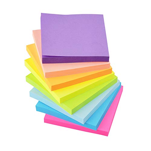 Sticky Notes 3x3 Inches,8 Bright Colors Self-Stick 8Pads, 80 Sheets/Pad