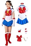 Girls Usagi Tsukino Cosplay Super Sailor Costume Anime Japanese School Uniform Princess Serenity Skirt Blue Halloween Dress