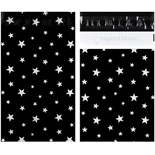 Image of Inspired Mailers - Poly Mailers 6x9-100 Pack - Silver Stars Deluxe - Packaging Bags for Shipping - Mailing Bags 6x9 - Small Poly Mailers - 6x9 Mailers - Package Envelopes