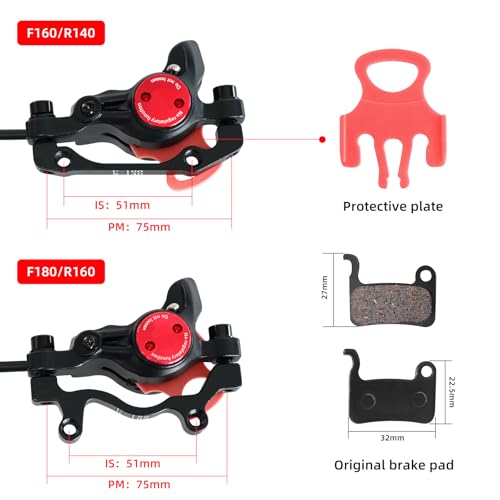 Z00M HB875 MTB Hydraulic Disc Brakes Set Mountain Bike Left Front 800mm Hydraulic Brake Aluminum Alloy Bicycle Disc Brake for E-Bike Fat Bike Road Bike 2 Piston - Thumbnail 2