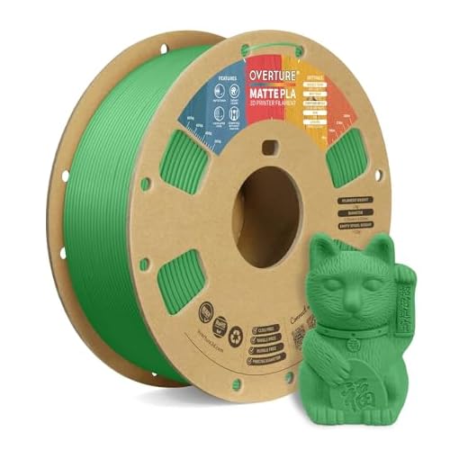 OVERTURE Matte PLA 3D Printer Filament 1.75mm, Matt Surface & Low Warping Filament 1kg Spool (2.2 lbs), Accuracy +/- 0.02 mm, Fit Most FDM Printers (Matte Green)