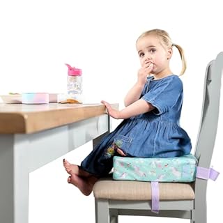 Polar Gear Baby Booster Cushion – Lightweight Booster Seat for Children 3 Years+ - Macine Washable, Adjustable Straps – 8cm Thick Foam Booster Seat Dining Chair – Unicorn