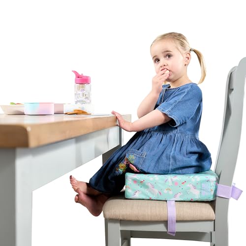 Polar Gear Baby Booster Cushion – Lightweight Booster Seat for Children 3 Years+ - Macine Washable, Adjustable Straps – 8cm Thick Foam Booster Seat Dining Chair – Unicorn