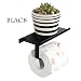 Toilet Paper Holder, SUS304 Stainless Steel Wall Mount Bathroom Tissue Holder with Device Storage Shelf Rack Matte Black