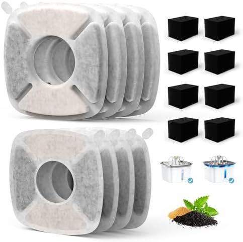 10-Pack Cat Fountain Filter Sponges - Replacement Foam For 2.5L/84oz & 2.2L/74oz Stainless Steel Fountains, Compatible With SMA-800 Pump