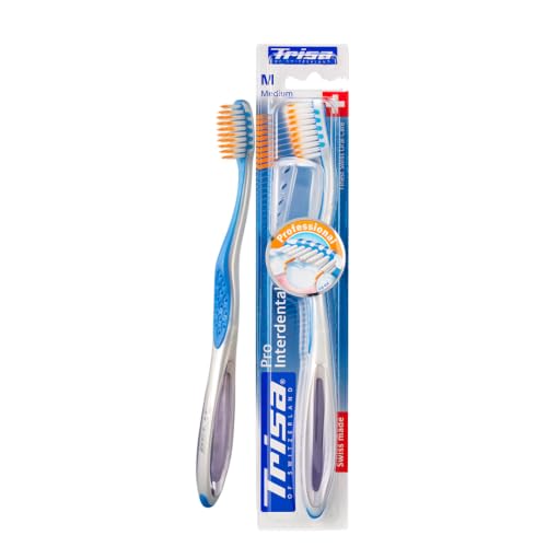 Image of TRISA Pro Interdental Medium Toothbrush | Advanced Interdental Cleaning | Medium Bristles for Plaque Removal | Gum Care Toothbrush | Swiss Oral Care Technology | Assorted Color