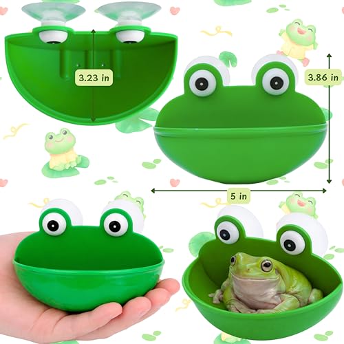 White\'s Tree Frog Hammock Hideout Accessories, 2pcs Frog Decor Hideout Habitat Tank Platform, Tree Frogs Terrarium Accessories for Toad Tadpole Amphibian Small Aquatic Animals (Decor Bowl) - Thumbnail 4