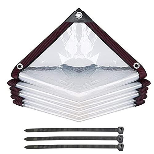 Abdeckplane, wasserdicht, strapazierfähig, transparent, große Plane, Abdeckplane für Außenbereich, Gartenmöbel, Pool, Auto, Haustierlauf, mit Kabelbinder, 125 g/m², durchscheinend, 2 m x 3 m Cover