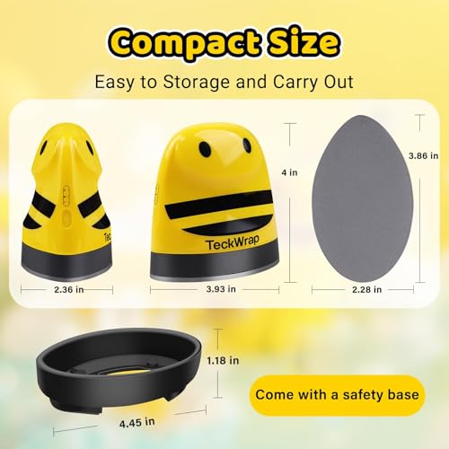 TECKWRAP Mini Heat Press Machine for HTV & Sublimation, Compact Heat Press for Vinyl on T-Shirts, Hats, Shoes, Bags, DIY Crafts – Small Heat Transfer Machine for Beginners (Yellow Bee) - Thumbnail 2