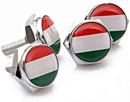1 Set Chrome Metal Italy Italian Flag Silicon Surface Anti-Theft Screws Car License Plate Bolts Frame Screws