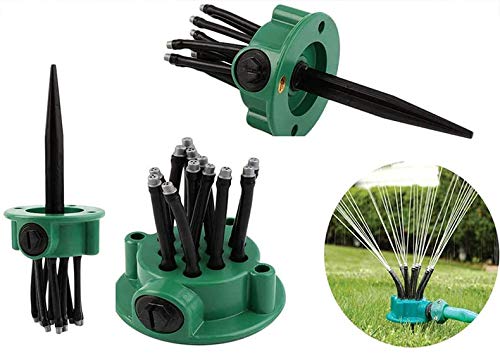 D&X Garden Sprinkler Head - 360° Multiple Spray Heads With Adjustable Angle For Lawn Watering, Yard Watering Device, Large Area Watering For Storage Yards(Multiple Heads, Green) #TOP1