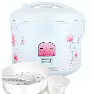 Delight Electric Rice Cooker and Steamer, White, 1.8L Capacity, 700W, with Non-Stick Bowl, Automatic Cooking, Warmer Function, Measuring Cup, Spatula