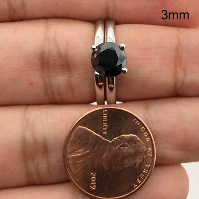 Vogati 2.00 Cts Black Diamond Engagement And Plain Wedding (3Mm Comfort Fit) Ring Set In Sterling Silver-8.5 #TOP3