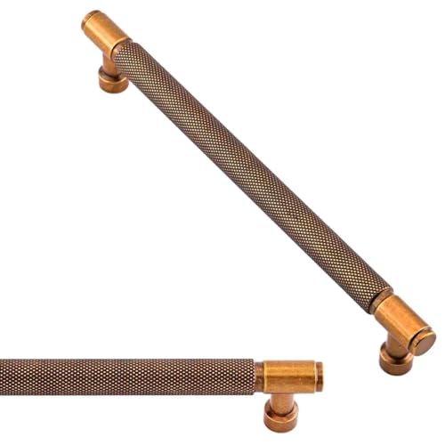 Asimerdeco 10 Pack Antique Brass Knurled Cabinet Pulls 7.5 Inch(192mm) Kitchen Cabinet Handles Cabinet Hardware Drawer Pulls