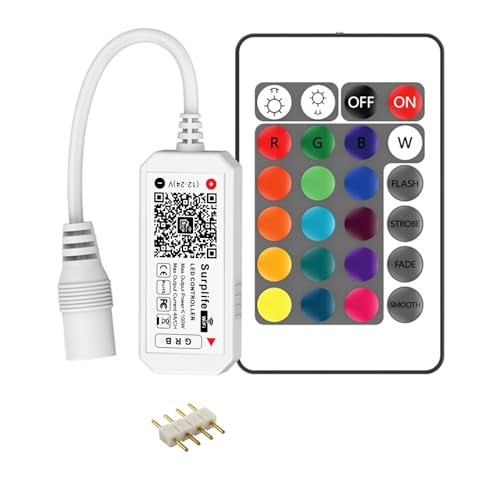 RGBZONE 4 Pin WiFi RGB LED Controller, RF Wireless Remote Control, DC 5V/12V/24V for 5050 3528 5630 RGB LED Strip Lights, Compatible with Alexa Google Home IFTTT