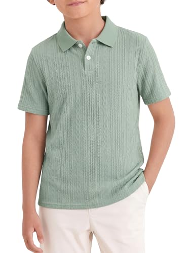 PureChapter Boys Polo Shirts Short Sleeve Knit Dress Shirts School Uniform Golf Polo Casual Tee Tops Green Size 9