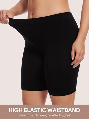 Image of Angelhood Women's Cotton Boy Shorts Underwear Anti Chafing Seamless Biker Shorts High Waisted Soft Plus Boxer Briefs 4 Pack