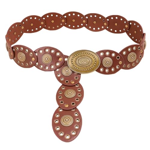 Western Wide Leather Belt with Metal Buckle