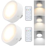 haultop 2 Pack Battery Operated Light Bulb, E26 Base Battery Light Bulb, Wireless Remote Control Lig