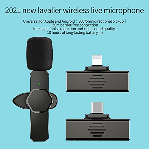 Microfone Condensador, sem fio Lavalier LVOD Portable Audio Video Recording Mini Mic para iPhone And