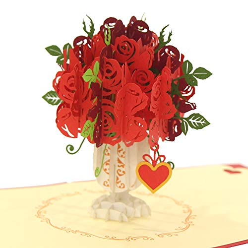 CUTE POPUP Rose Bouquet Pop Up Card with Coronary heart