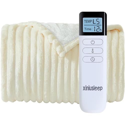 XINIUSLEEP Heated Blanket Electric Blanket 50'x60', Soft Flannel Sherpa Electric Throw with...