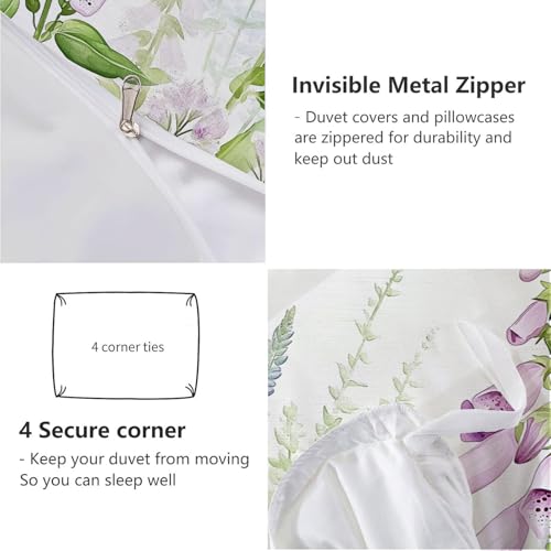 Parure de lit esthétique en microfibre douce motif fleurs et papillons - 7
