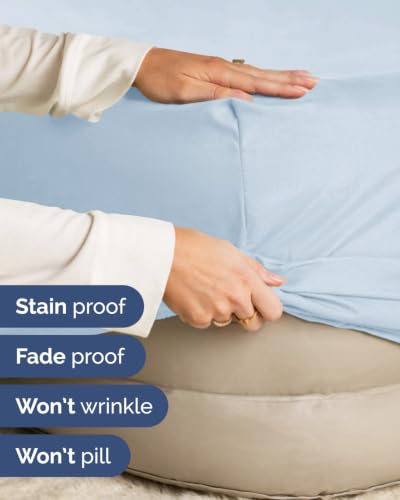 Image of Extra Deep Flex Top Split Head King Fitted Sheet - Hotel Luxury Single Fitted Sheet Only - Easily Fits 18 inch to 24 inch Mattress - Ultra Soft, Wrinkle Free w /Extra Deep Pockets - Sky Blue
