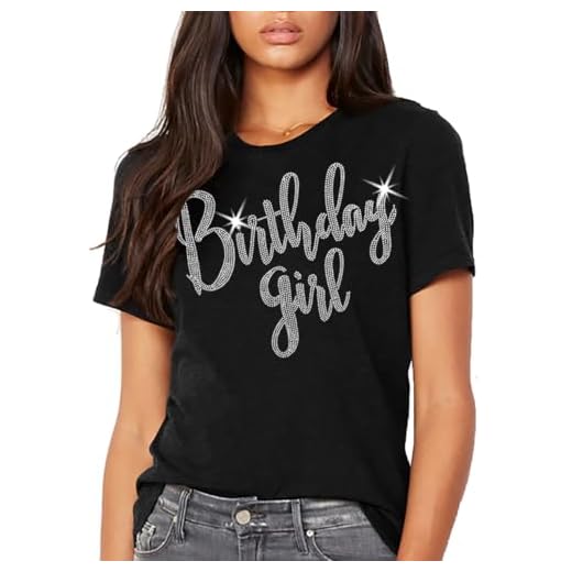 Birthday Tshirts for Women - Girly Rhinestone Birthday Girl T-Shirt - Teen Girl Birthday Shirts - Medium - Black Tee(BdyGrl RS) Blk/Med