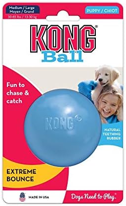 KONG - Puppy Ball - Soft Rubber, Dog Fetch Toy for Teething Pups - For Medium/Large Puppies (Assorted Colors)