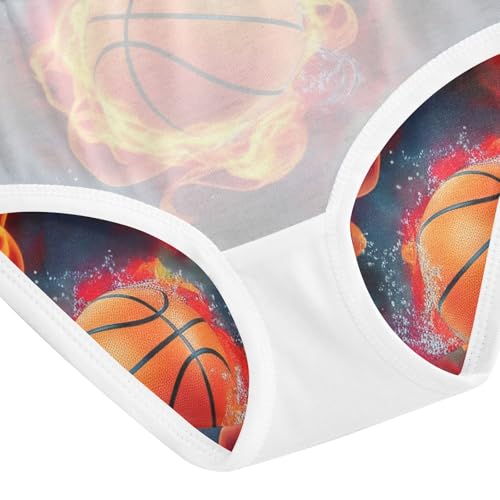 Toddler Panties, Basketballs Fire Black Girls Cotton Underwear, 2–8 Years4
