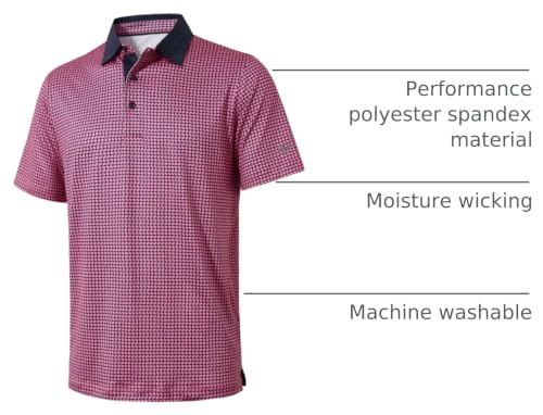 Image of Golf Shirts for Men Dry Fit Short Sleeve Print Performance Moisture Wicking Polo Shirt