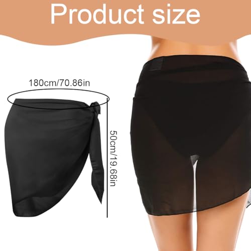 Beach Wrap Skirt, Chiffon Sarong for Swimwear (Black)2
