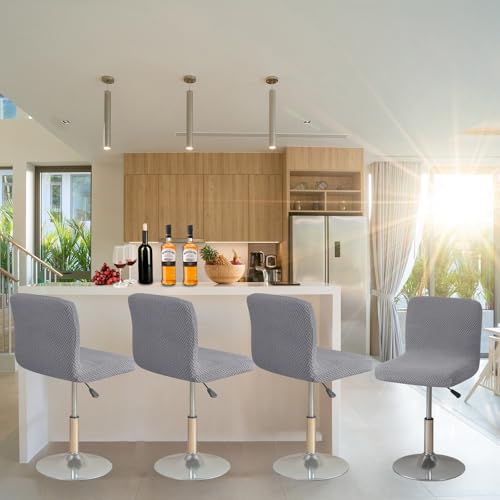 Image of FUANGUI Bar Stool Covers Set of 4, Stretch Bar Stool Chair Cover Slipcovers, Knitted Jacquard Counter Stool Bar Chair Covers for Kitchen Pub Dining Room (Knitted Grey)