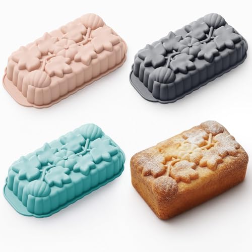 Vesici 3 Pcs Silicone Loaf Pan Pumpkin and Maple Leaf Patterns for Fall Harvest Thanksgiving Holiday...