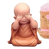 DEVZ Petite Statue de Bouddha - Statue de Bouddha pour Les Enfants - Moine Kongfu en résine Mignon, décoration d'affichage intérieur de Voiture, Statue de Figurine de Moines d'ornement de Tableau de