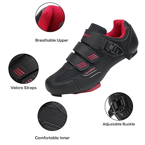 Men's Women Cycling Shoes Compatible With Delta Pedals Bike Indoor Road Bike Bicycle Riding Racing Biking Shoes With Delta Cleats Black Red Size M5.5 #TOP2