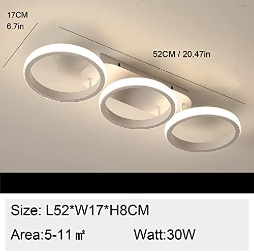 3 Circles Ceiling Light LED White Modern Simple Elegant Small Ceiling Lamp for Hallway Office Bedroom Kitchen Living Room 30W (White)