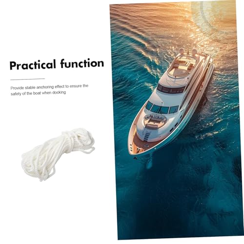 UKCOCO 1Roll White Nylon Rope Heavy Duty Yacht Docking Rope for Mooring and Anchoring Durable Boat Tie Downs for Secure Docking and Mooring Lines