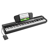 Alesis Recital Grand Piano Eléctrico 88 Teclas Contrapesadas de Acción Martillo con Altavoces, Lecciones de Piano, Metrónomo y 16 Kits de Sonidos