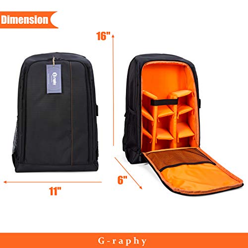 G-Raphy Camera Backpack Photography Bag With Laptop Room/Tripod Holder For Dslr Slr Cameras/Mirorrless Cameras,Flashes,Lenses And Other Accessories #TOP1