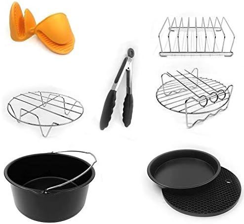 Universal 7 Inch Air Fryer Accessories 8 Pcs For Nuwave Philips Gowise etc Fit All 3.7QT to 5.8QT By EBIGIC