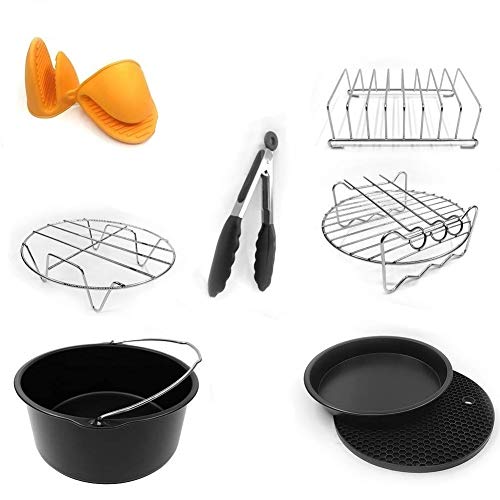 Universal 7 Inch Air Fryer Accessories 8 Pcs For Nuwave Philips Gowise etc Fit All 3.7QT to 5.8QT By EBIGIC