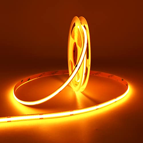 MALIIGAZA COB LED Strip Light, 8mm 16.4ft High Bright Tape Light 24V Yellow by MALIIGAZA - Used condition - US$12.34