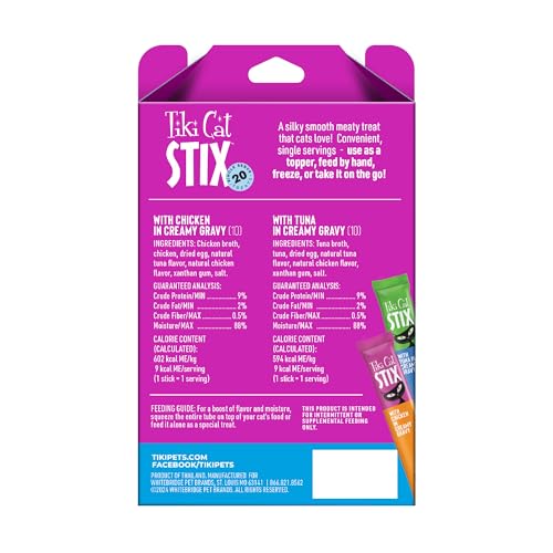 Tiki Cat Stix Mousse Treats, Single Serve Indulgent Lickable Treat or Dry Food Topper, Variety Pack, 0.5 oz. Servings (20 Count)