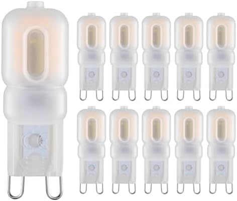 G9 LED Bulb 2W Equivalent to 20、25W Halogen lamp 10-Pack T4 G9 Warm White 3000K 120V G9 Base, Crystal Chandelier, 360°Omni-Directional Lighting, Home Lighting Non-dimming